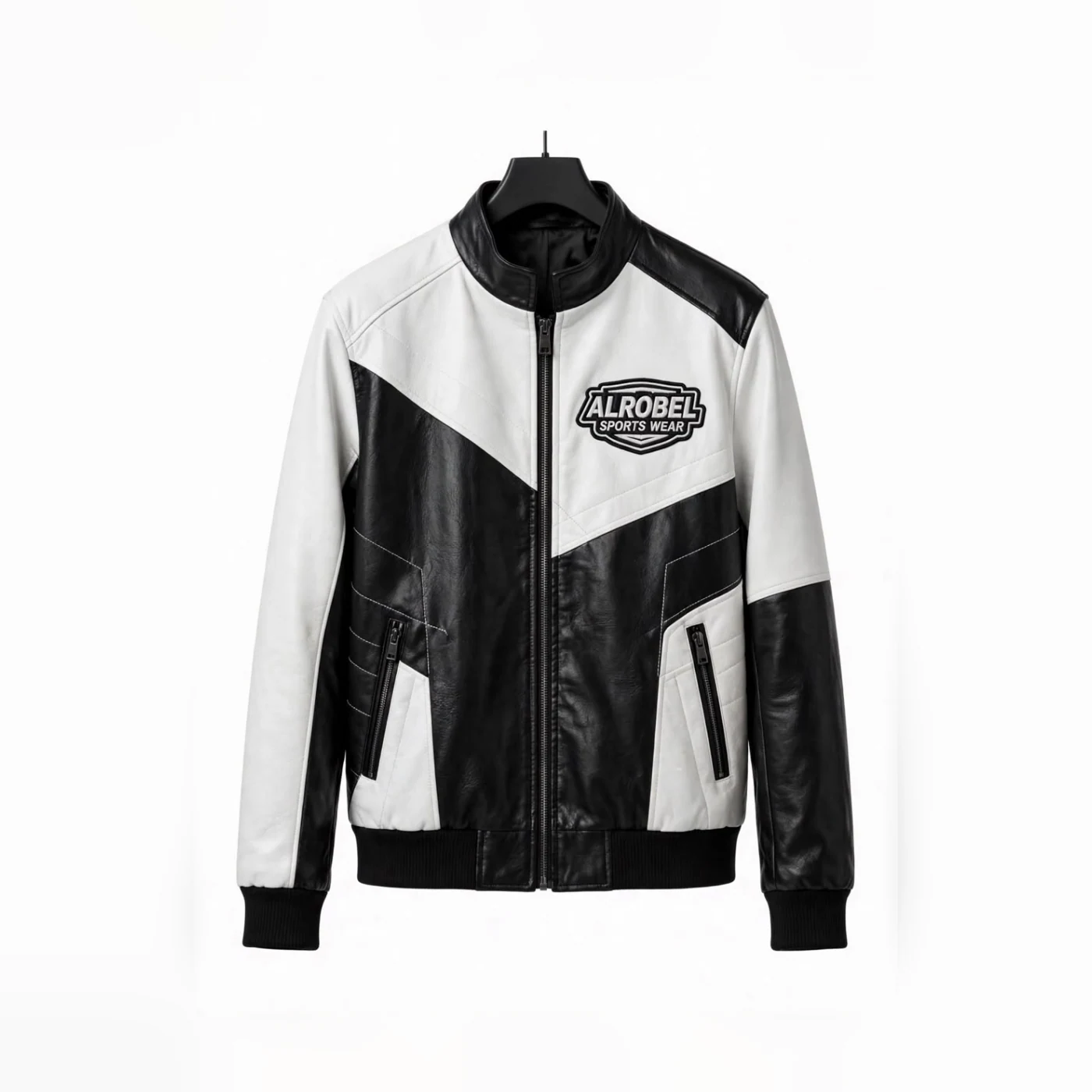 Black and white leather jacket — Alrobel Sportswear