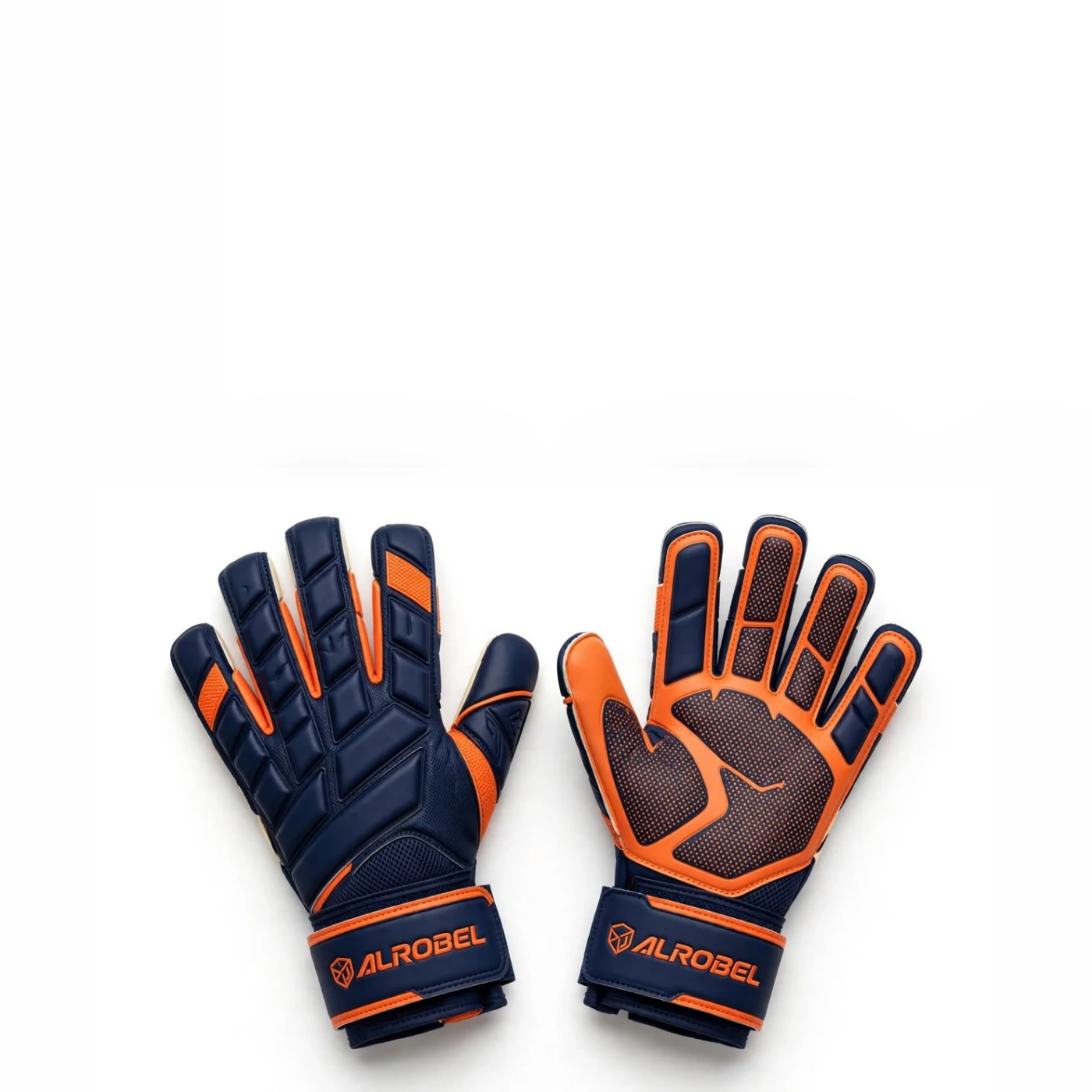 Navy and orange goalkeeper gloves — Alrobel Sportswear