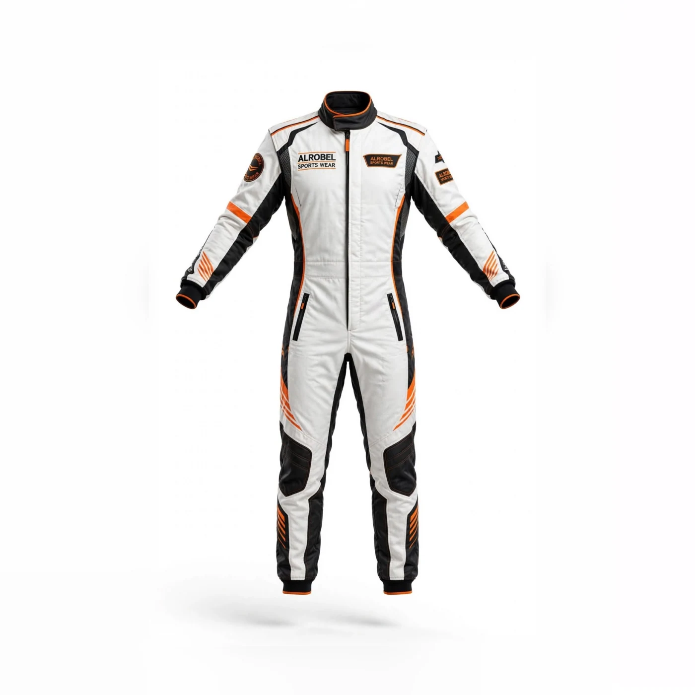 White and orange kart racing suit — Alrobel Sportswear
