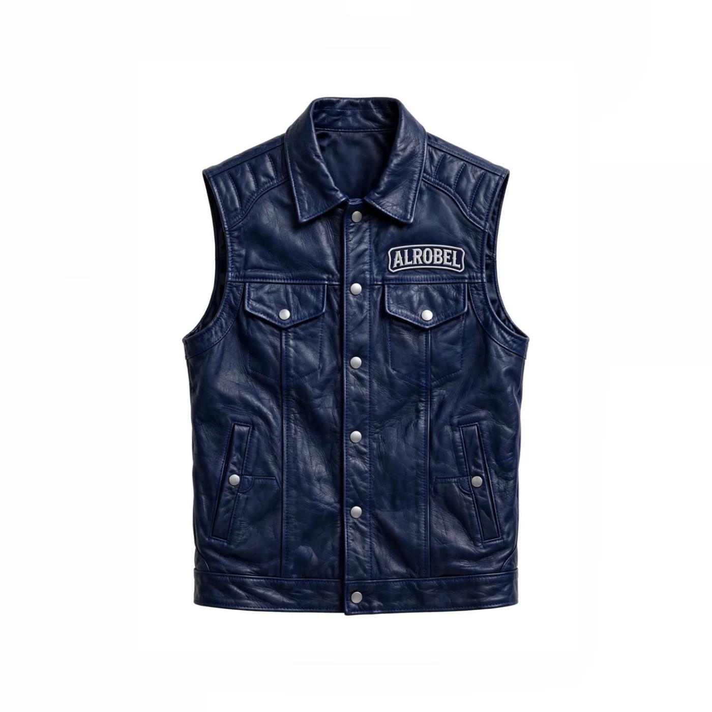 Navy leather vest — Alrobel Sportswear
