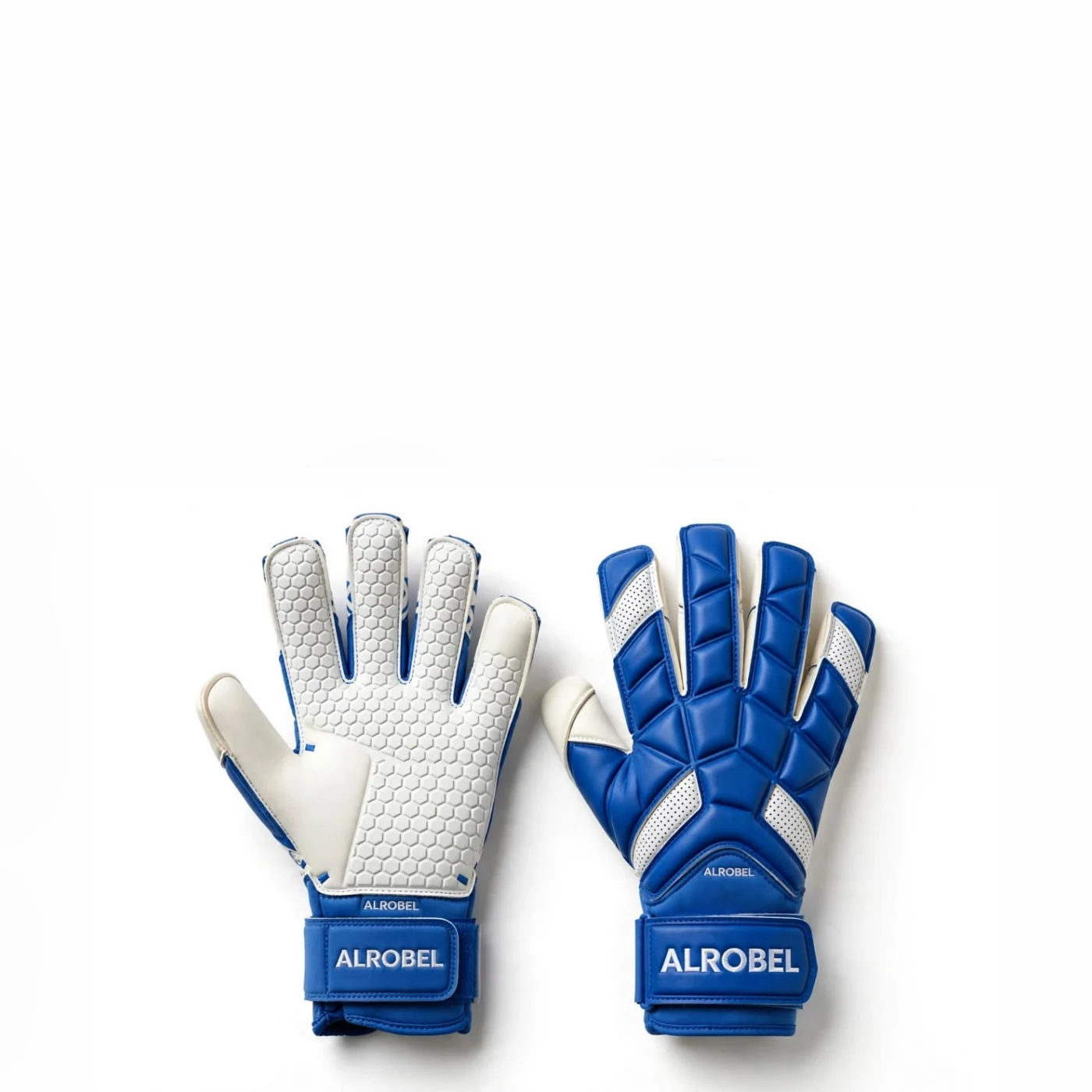 White and blue goalkeeper gloves — Alrobel Sportswear