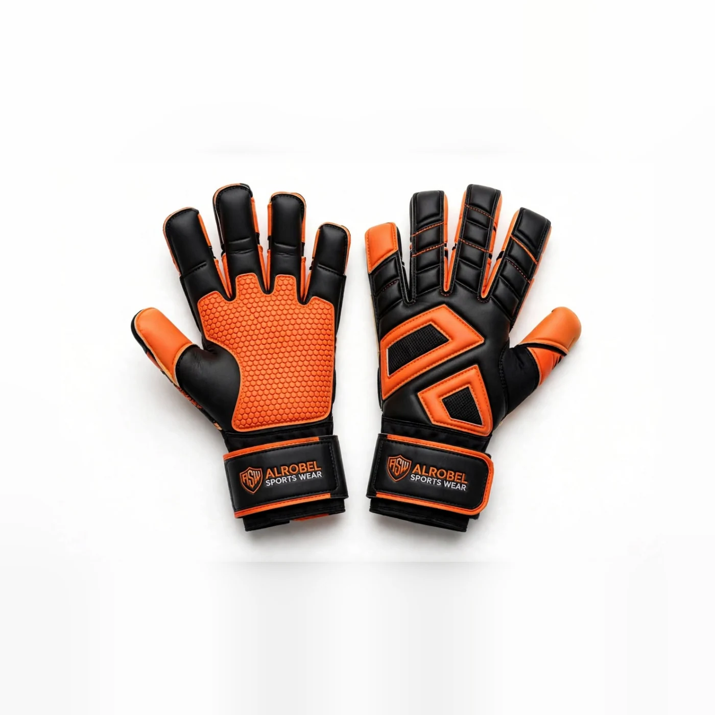 Orange and black goalkeeper gloves — Alrobel Sportswear