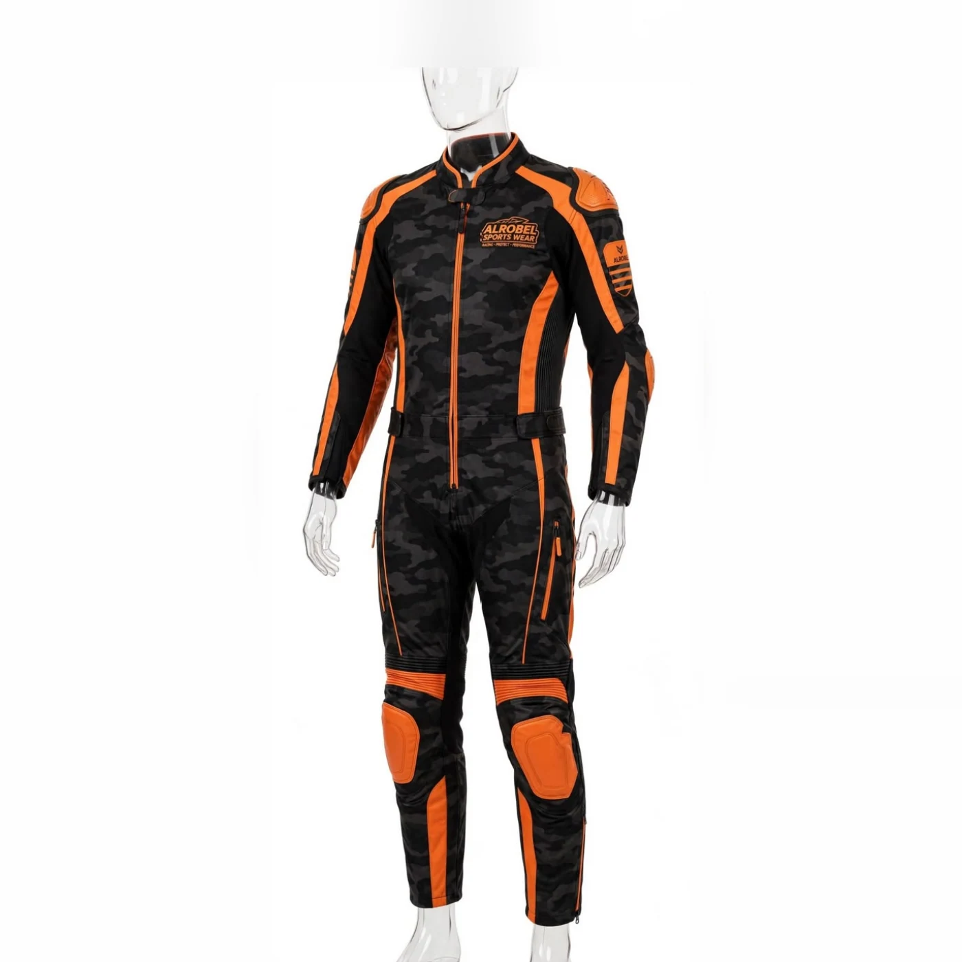 Black and orange camo motorbike suit — Alrobel Sportswear